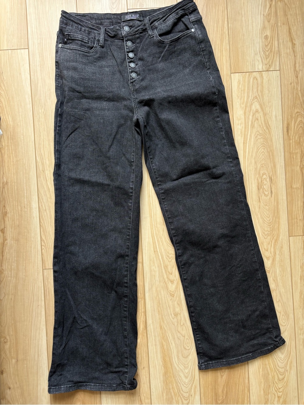 Judy Blue High Waist Wide Leg Button Fly Black Jeans